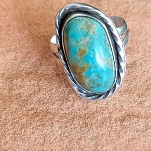 Sterling and Turquoise Ring sz 7 3/4 marked "W"